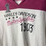 HARLEY DAVIDSON Baseball Style Longsleeve Top Small Pink White Photo 2