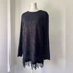 Melissa Vintage ‘90s  Black Fringe Hem Long Sleeve Mini Shift Dress Photo 1