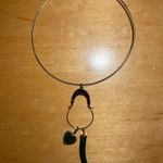 Vintage Gold Tone Choker Green Jade Horn & Heart Pendant Necklace Photo 11