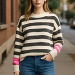 French Connection NWT Jessika Hadlee Jacquard Sweater X-Large, OAT MEL/ DARK Photo 0