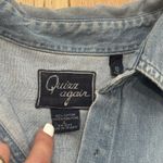 Vintage Denim Shirt Short Sleeve Women's L Embroidered Animal Scene Noah's Ark Blue Size L Photo 9