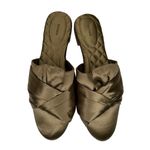 Birdies  The Songbird Mules Khaki Green Satin Quilted Size 8.5 Photo 1
