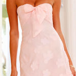 Women's Floral Print Bow Tie Shoulder Tube Dress Pink Photo 0