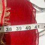 Handmade Red Sheer Sarong | Beach Cover-Up | Boho Fringe & Shell Detail Summer Pool‎ Fun Photo 5