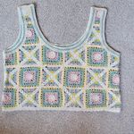 Green and White Crochet Crop Tank Top Size M Size M Photo 2