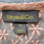 Style & Co  Boho Blouse Women 3X Peach Embroidered V-Neck Peasant Top Casual Chic Photo 5