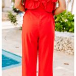 Red Ruffle Jumpsuit Size M Photo 6