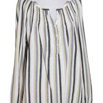st. john's bay  Cotton Stripe Blouse NWT Size Medium Cream and Black Stripe Top Photo 0