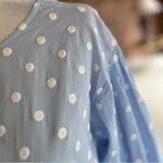 ZARA  Blue Embroidered Polka Dot Balloon Sleeve Top XS Photo 4