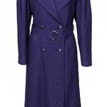 Vintage Otello Pelle Trench Coat Purple Double Breasted Oversized 80s Size 9/10 Photo 0