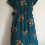 Superfoxx Teal Green Floral V Neck Short Sleeve Asymmetrical Hem Wrap Dress New Photo 7