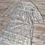 CHOWCHILLA VINTAGE | Boho Hippie Beige Floral maxi Dress Beige Tan Tassel | Smal Photo 2