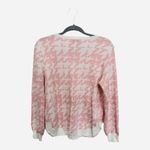 Crown & Ivy Baby Pink Houndstooth Crew Neck Sweater Size Small Preppy Acadamia Photo 3