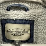 Ashley Vintage Charm Denim Sherpa Lined Distressed Blue Jean Jacket Womens M Size M Photo 10