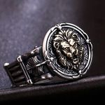 925 Silver Plated Adjustable Lion Head Ring for Men Women,Punk Hip Hop Ring Photo 1