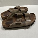 Birkenstock  Arizona Sandals Shoes Womens Size 7 38 Taupe Suede Two Strap Photo 1