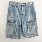 ZARA Womens Baggy Cargo Shorts Y2K 90s Grunge Hip Hop Light Wash Skater 8 NEW Photo 7