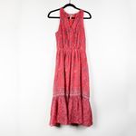Joie  Chara Silk Chiffon Paisley Print Pattern Strawberry Pullover Midi Dress S Photo 0