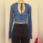 SheIn  Blue Fitted Long Sleeve Crop Blouse Photo 1