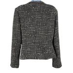 Elie Tahari Virgin Wool Tweed Blazer Jacket Coat Button Up Large Black Photo 4