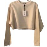 We Wore What NWT Women's Size M Off White Cropped Sweatshirt Pullover Top Crop Photo 2