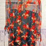 EXPRESS  high neck mini shift floral tie sleeve dress size Large Photo 0