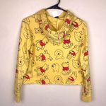 Disney Women’s Winnie the Pooh Bear Cropped Yellow Drawstring Hoodie Sweatshirt Photo 3