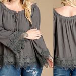 Oddi  LACE TRIM BLOUSE Grey Tunic 3X Photo 3