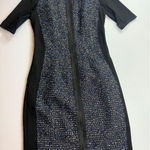 Elie Tahari  Women's Black Blue Tweed Dress Zipper Front‎ Short Sleeve Photo 0