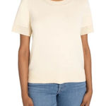 BEARPAW  Sz L Crochet Short Sleeve‎ Crewneck Top Blouse Cream Stretch Pullover Photo 0