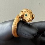 Trifari Vintage Crown 1969 Ram Ring "Something Wild" Collection Gold Tone 7" Photo 3