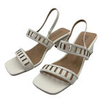 Journee Collection White Square Toe Block Heel Slingback Sandals Women's Size 9 Photo 0