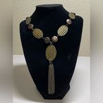 Beautiful Blank hammered coin necklace with tassel. Photo 1