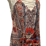 G Collection Women’s Floral Multicolor Lace Tank Top w/Handkerchief Cut Hem. Red Size L Photo 0