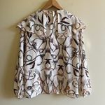 ZARA DOUBLE FRILL Chain Print Blouse Long Sleeve Top Womens Size S Wrinkle Free Photo 8