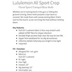 Lululemon All Sport Crop Floral Tranquil Blue 8 Photo 15