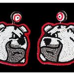 Bulldog Earrings UGA Dawgs University of Georgia Beaded Dangle Post New … Photo 1