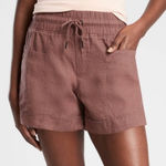 Athleta Cabo 100% Linen 4" Shorts Women Sz 10 Rose Chambray Pull On Coastal Photo 0