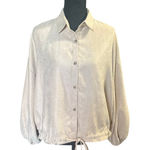 FAVLUX  Beige Button-Down Shirt with Drawstring Hem – Casual Chic Photo 0