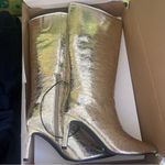 Worthington 9.5 Metallic Gold Knee High Boots Stiletto Glam Party Statement Photo 1