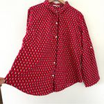 Victoria's Secret Penguin Print Pajama Sleep Shirt Button up Red XL 100% Cotton Photo 2