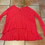 Free People , oversized, waffle Henley, high, low, raw edges top Photo 0