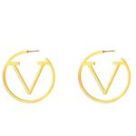 V Gold Hoop Earrings Photo 1