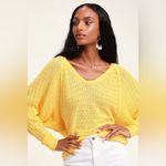 We The Free  Size Medium Bright Yellow Thein Hacci V Neck Lightweight Sweater Photo 1