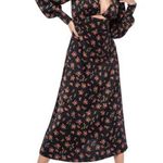 AFRM | Viola Midi Dress in Noir Rose Garden | XS Black Photo 2