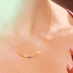 Anthropologie Amelia Rue SWAROVSKI Rainbow Curved Bar Necklace Photo 2