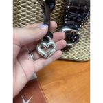 Brighton Croc Emboss Leather Woven Straw Shoulder Bag Handbag Studded Buckle Photo 8