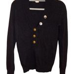 J.Crew Factory Wool Cashmere V Neck Button Sweater Black Size small Photo 0
