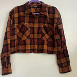 RSQ  Burgundy and Mustard Plaid Jacket Photo 0