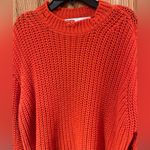 ZARA ‎ Flame Orange Distressed Ripped Oversized Cropped Knit Sweater Size Small Photo 8